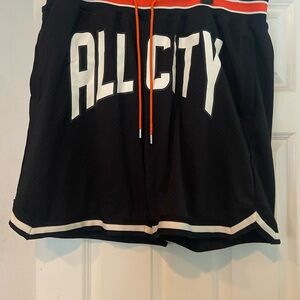 Men's Black Athletic Shorts with Orange Drawstring